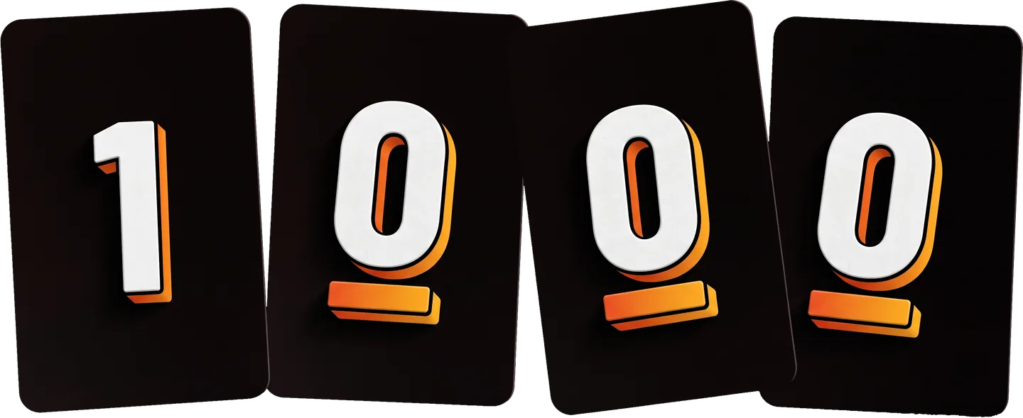 1000, gelegt aus vier Bodenlos-Karten